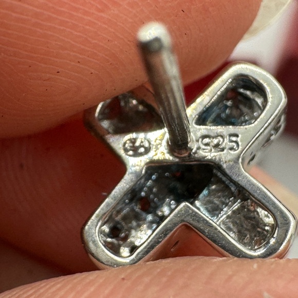 Affinity Diamond Sterling Earrings “X” Criss Cross .925 Classic‎ - Picture 2 of 6